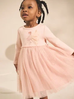 Next Rose motif fée - Robe de fête en maille à manches longues (3mois-7ans) Discount