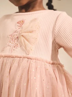 Next Rose motif fée - Robe de fête en maille à manches longues (3mois-7ans) Discount