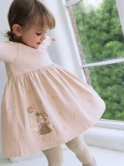 Next - Robe ornée à manches longues (3mois7ans) Rose motif fée Clearance