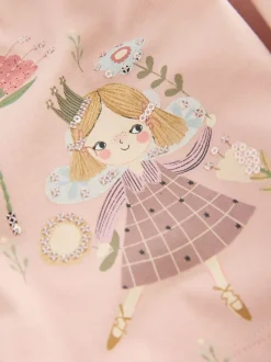 Next - Robe ornée à manches longues (3mois7ans) Rose motif fée Clearance