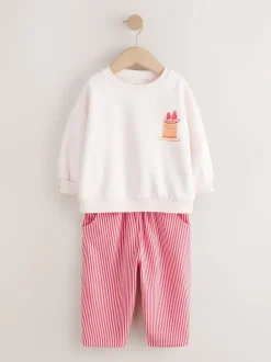 Next - Ensemble Sweat-shirt et jogging Coupe ballon (3mois -7ans) Rose motif gâteau Outlet