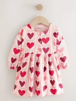 Next Rose motif cœurs - Robe à manches longues en jersey (3mths-7yrs)
