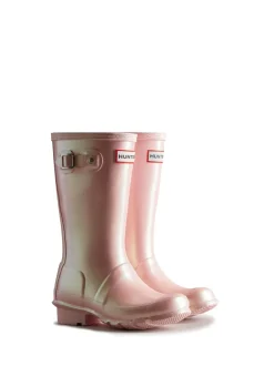 Hunter Rose métallisé - Bottes en caoutchouc Big Original Nebula enfant Clearance