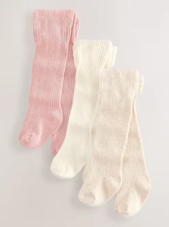 Next Rose neutre texturé - Lot de 3 collants bébé (0 mois-2 ans) Online