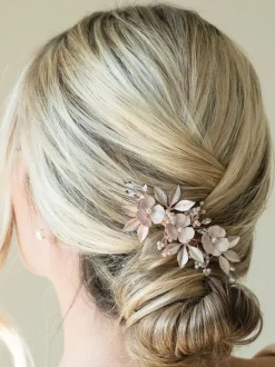 Ivory & Co Rose Or - Pince à fleurs émaillées et cristaux de gardénia Discount