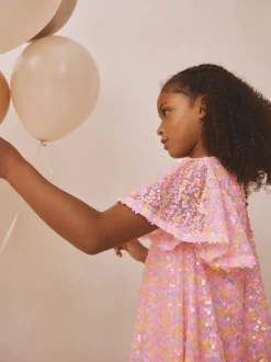 Next Rose pastel - Manches d'ange Sequin Robes de fête (3-16yrs)