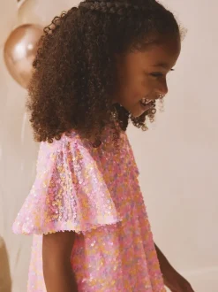 Next Rose pastel - Manches d'ange Sequin Robes de fête (3-16yrs)