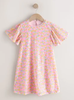 Next Rose pastel - Manches d'ange Sequin Robes de fête (3-16yrs)