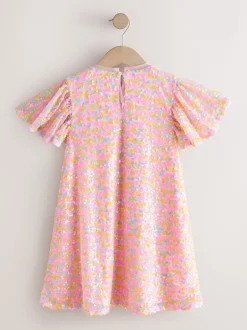 Next Rose pastel - Manches d'ange Sequin Robes de fête (3-16yrs)