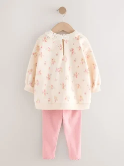 Next Rose pâle à petites fleurs  - Ensemble Sweat-shirt et Leggings à col (3mois-7ans) Sale