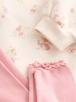 Next Rose pâle à petites fleurs  - Ensemble Sweat-shirt et Leggings à col (3mois-7ans) Sale