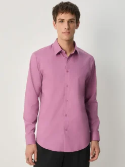 Next - Ajustement régulier - Chemise élégante texturée facile d’entretien à poignets simples Rose poudré Discount