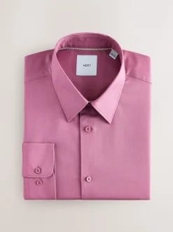 Next - Ajustement régulier - Chemise élégante texturée facile d’entretien à poignets simples Rose poudré Discount