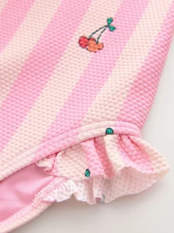 Next Rose rayé cerise - Maillot de bain à franges (3mths-7yrs) Hot