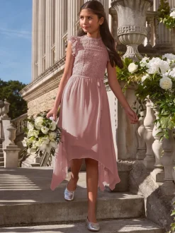 Lipsy Rose rose - Peignoir d'occasion en dentelle à manches volantes (5-16ans) Online