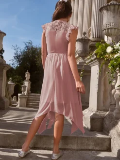 Lipsy Rose rose - Peignoir d'occasion en dentelle à manches volantes (5-16ans) Online