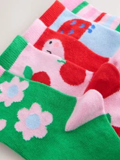 Next Rose rouge et vert - Lot de 5 paires de chaussettes en coton riche en Character Online