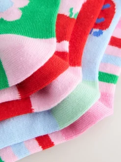 Next Rose rouge et vert - Lot de 5 paires de chaussettes en coton riche en Character Online