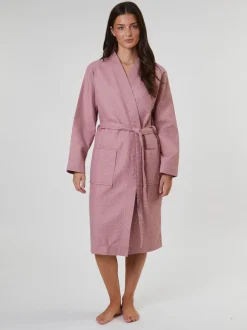 Loungeable - Peignoir gaufré 100% coton Rose sombre Sale