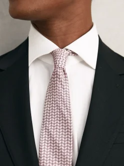 Reiss Rose tendre - Cravate Bernardo en soie à imprimé géométrique