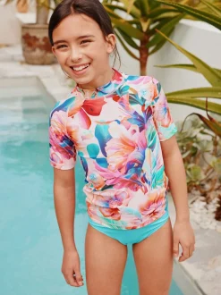 Next Rose tropical - Ensemble de bain à manches courtes Sunsafe Rash Gilet et Sous-vêtements (3-16ans) Best