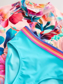 Next Rose tropical - Ensemble de bain à manches courtes Sunsafe Rash Gilet et Sous-vêtements (3-16ans) Best