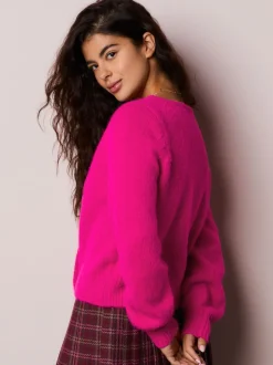 Next Rose vif - Cardigan boutonné cœur en laine Hot