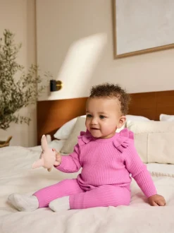 Next - Ensemble Pull et Leggings en maille Bébé 2 Pièces (0mois-3ans) Rose vif Clearance