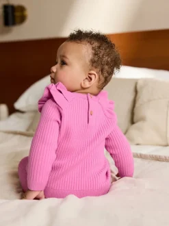 Next - Ensemble Pull et Leggings en maille Bébé 2 Pièces (0mois-3ans) Rose vif Clearance