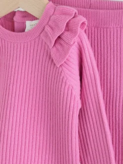 Next - Ensemble Pull et Leggings en maille Bébé 2 Pièces (0mois-3ans) Rose vif Clearance