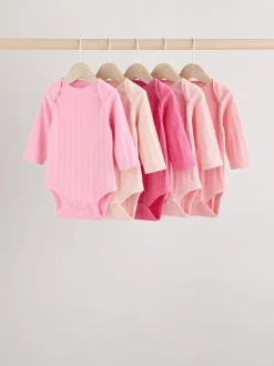 Next Rose vif - Lot de 5 bodies à manches longues pour bébé New