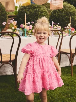 Next Rose vif - Robe manches courtes  3D Flowers Robe (3mois -8ans) New