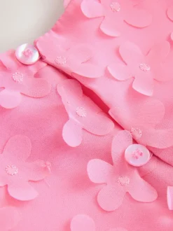 Next Rose vif - Robe manches courtes  3D Flowers Robe (3mois -8ans) New