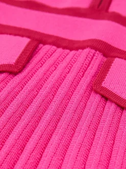 Reiss Rose vif - Robe Anne plissée en maille à liserés Online