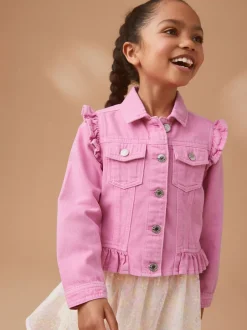 Next Rose vif - Veste en jean à épaules volantées (3-16ans) Hot