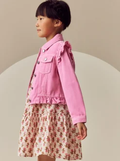 Next Rose vif - Veste en jean à épaules volantées (3-16ans) Hot