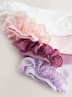 Next Rose. Violet et blanc - 4 Chaussettes de baskets à Volant en coton Lot