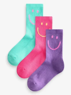 Next - Lot de 3 paires de chaussettes de sport pour l'école enrichies en coton matelassées Rose, violet et bleu canard Bleu Personnage Discount
