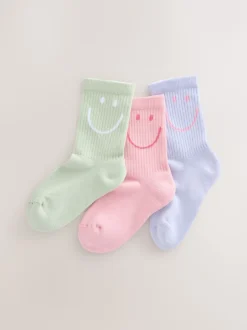 Next - Lot de 3 paires de chaussettes de sport pour l'école enrichies en coton matelassées Rose, Violet et Vert Outlet