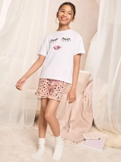 Lipsy Rose/Blanc - pyjama imprimé en jersey de coton (5-16ans) Discount