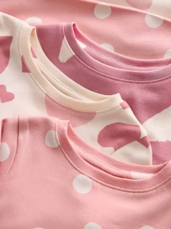 Next - Lot de 3 pyjamas Snuggle (9mois-12ans) Rose/Blanc Clearance
