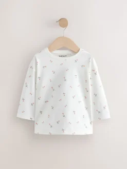 Next Rose/Blanc - Lot de 4 T-shirts à manches longues broderie lapin (3mois-7ans) Outlet
