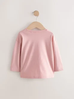 Next Rose/Blanc - Lot de 4 T-shirts à manches longues broderie lapin (3mois-7ans) Outlet