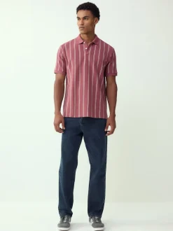 Next Rose/Blanc - Polo à rayures verticales Discount