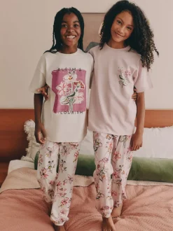 Next Rose/Blanc Floral Imprimé - Lot de 2 joggings de pyjama (3-16ans) Best