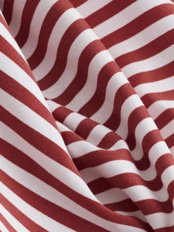 Next - Maillot de bain plongeant et galbant avec contrôle du ventre Rose/blanc rayé Online