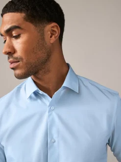 Next Rose/Bleu - Ajustement régulier - Lot de 2 chemises élégantes à manchette simple Easy Care manches longues Clearance