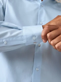 Next Rose/Bleu - Ajustement régulier - Lot de 2 chemises élégantes à manchette simple Easy Care manches longues Clearance