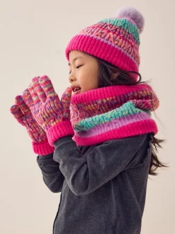 Next Rose/Bleu - Ensemble Bonnet, Gants et Snood (3-13ans)