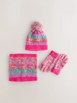Next Rose/Bleu - Ensemble Bonnet, Gants et Snood (3-13ans)